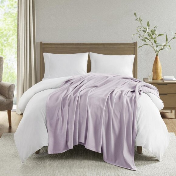 NWT Madison Park Cotton Comfort Blanket Breathable Lilac Purple Full / Queen - Picture 3 of 6